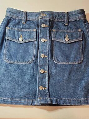 LOFT Denim Button-Down Mini Skirt